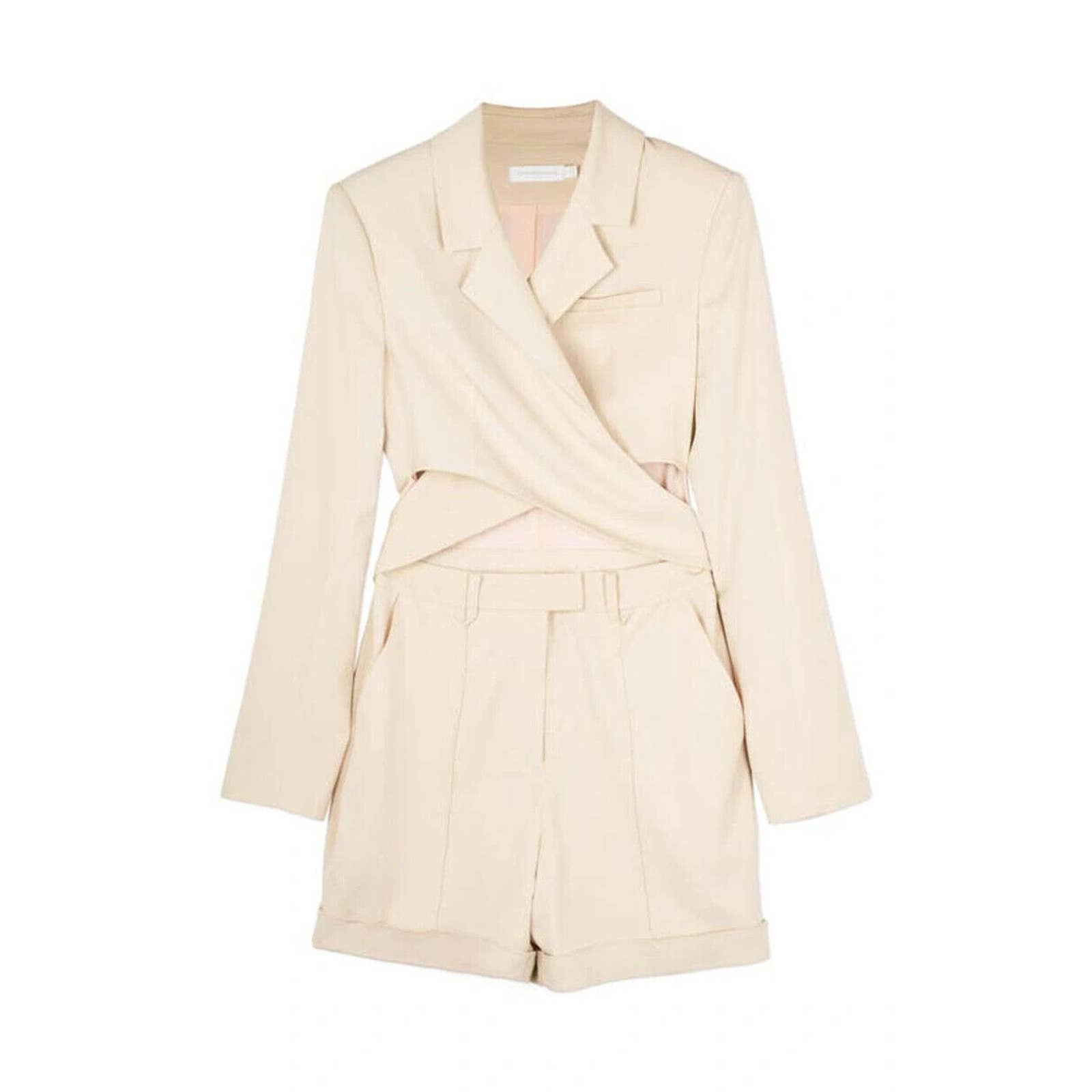 Nwt Jonathan Simkhai Nella Crisscross Tailor Romper Women Size 6 Cream